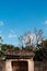 Old wall Shuri Castle under clear blue sky, Naha, Okinawa, Japan