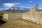 Old walls of Ainsa, Huesca, Spain in Pyrenees Mountains, an old walled town near Parque National de Ordesa