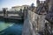 Old walls around Sirmione, italian town on Lake Garda