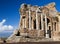 Old walls of the Greek. Antique theater, Taormina, Etna, Sicily, Italy