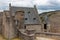 Old walls ruin medieval castle Bourscheid in Luxembourg