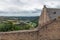 Old walls ruin medieval castle Bourscheid in Luxembourg