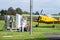 OLD WARDEN, BEDFORDSHIRE, UK ,OCTOBER 6, 2019. Aircraft fueling station.Jet fuel pump station, catering for two different grades