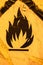 Old warning sign for flammable liquid background 2