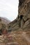 Old watchtowers in Argun Canyon in Chechnya mountains