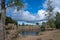 The old water filled quarry serves as a natural bathing place in the area of Dalby, Sweden