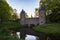 Old water gate Monnikendam in Amersfoort city. Two towers are connected to an arch gate