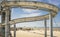 Old waterpark`s slide with the beach of Le Touquet in the background- Le Touquet, Paris-Plage, Hauts-de-France, Pas-de-Calais, Fra