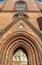 Old weathered and aged religious church building walls and windows