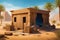 Old weathered historical building standing resolutely in the midst of a sun-drenched desert.