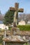 Old Weathered Leaning Stone Crucifix