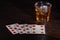 Old West Gambling. Playing cards and whiskey