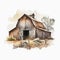 Old Western Barn Farm Life Watercolor illustration ,AI Generated