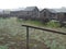 A old western street scene during a rain storm at the Old Trail Town in Cody