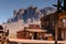 Old Western Wooden Buildings in Goldfield Gold Mine Ghost Town in Youngsberg, Arizona, USA