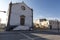 Old white Roman Catholic church in Palmela, Portugal