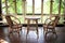 Old Wicker Bistro Table and Chairs in Sun Room Patio of Historic