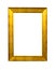 Old wide flat golden picture frame isolated
