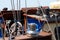 Old winch, sailboat equipment for yacht control