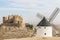 Old windmill and castle of la Muela in the spanish municipality of Consuegra