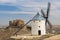 Old windmill and castle of la Muela in the spanish municipality of Consuegra