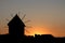 Old windmill sunset cityscape Nessebar