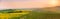 Old windmill at sunset. Spring landscape. Moravia fields panorama