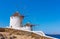 Old windmillls in Mykonos island in Greece