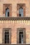 Old window in palace on Piazza Sordello The historic city center of Mantova Lombardy