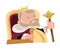 Old wise king sitting royal illustration cartoon character
