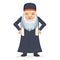 Old wise man traditional sage priest mage rabbi costume cartoon character design vector illustration