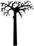 Old witch fairy tale tree. Black figure shilouette on transparent.