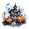 Old Witch\\\'s Pumpkin Background Illustration