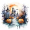 Old Witch\\\'s Pumpkin Background Illustration