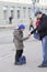 Old woman begging in the street,kazan,russian federation