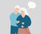 Old woman with dementia or anxiety. Husband helps his wife. Concept of marriage and support. Alzheimer disease concept.