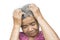 Old woman felt a lot of anxiety about hair loss and itching dandruff issue