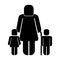 Old woman grandma with grandson and granddaughter pictogram