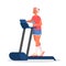 Old woman in the gym. Senior training on treadmill. Fitness program