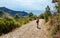 Old woman hiking in Campania, italy