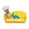 Old Woman Laying On Couch And Reading Book Vector