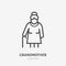 Old woman line icon, vector pictogram of grandmother with stick. Elderly care illustration, people sign