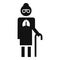 Old woman pneumonia lung icon, simple style