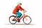 old woman riding bycicle vector flat isolated illustration