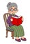 old woman in a rocking chair reading a book