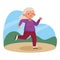 Old woman running in the park active senior character