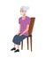 Old woman seated in wooden chair