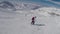 Old Woman Skier Skiing Down With Difficulty On Slope Of The Mountain In Winter