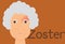 Old woman suffering from shingles. Herpes zoster illustration.