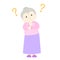 Old woman wondering cartoon character